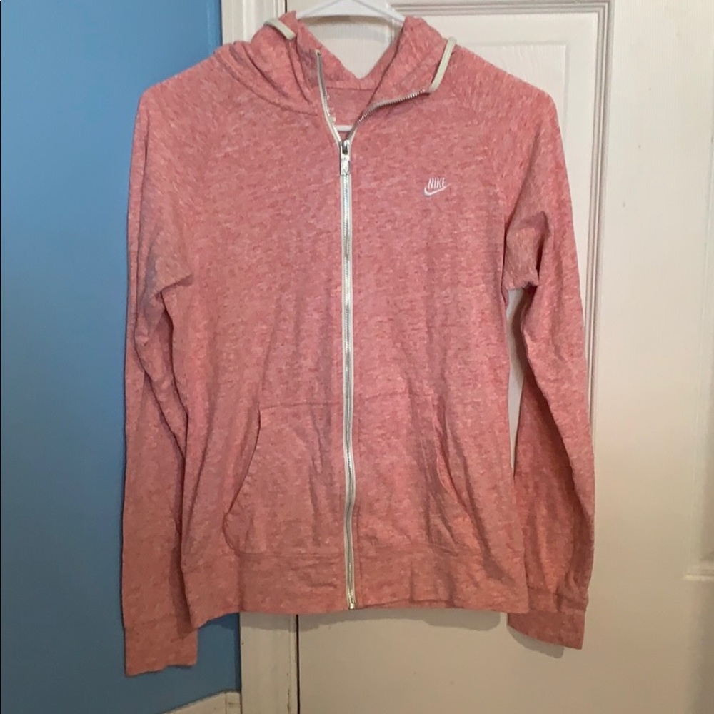 Light pink nike zip up hoodie